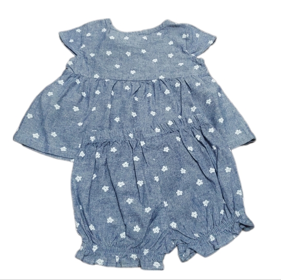 Carter's Child of Mine 2Pc Blue Floral Top & Bloomers Set Size 3-6Months - Picture 1 of 11